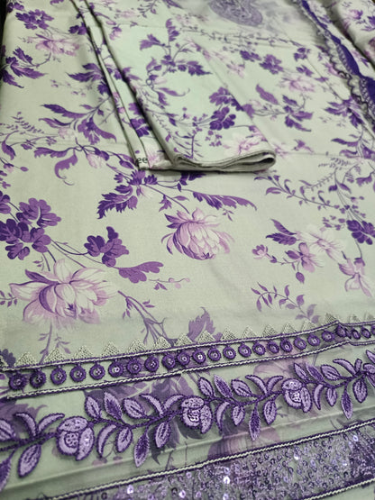 Unstitched - Linen 3pc Printed Suit