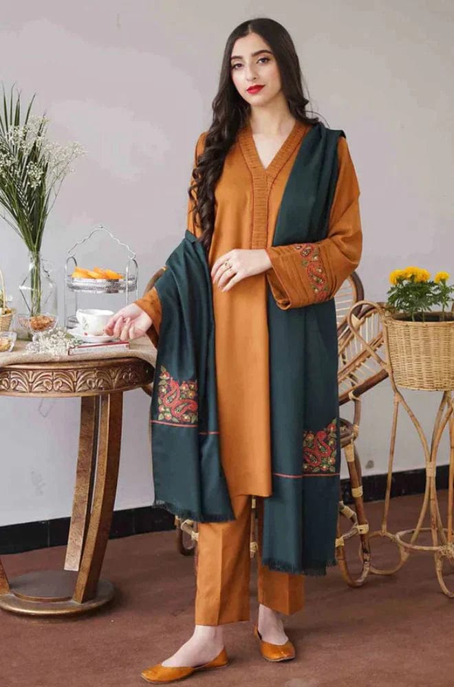 Asling Embroidered Unstitched Dhanak 3-Piece Suit