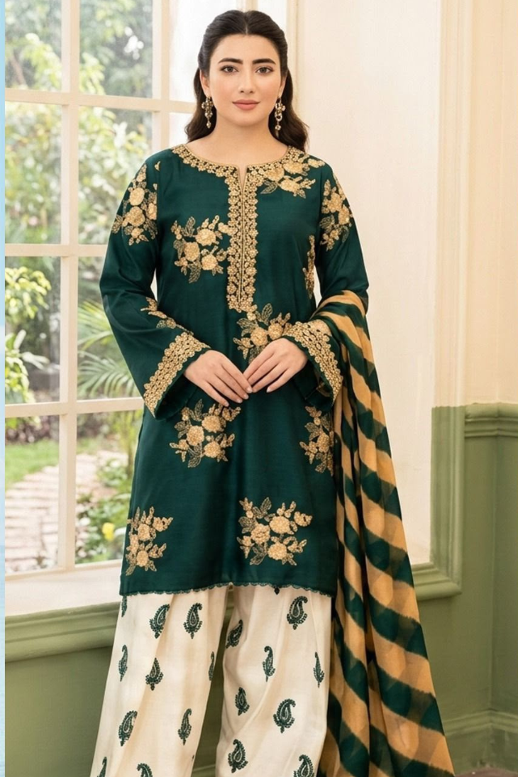 Zara - Premium Unstitched - Embroidered Lawn 3pc Suit