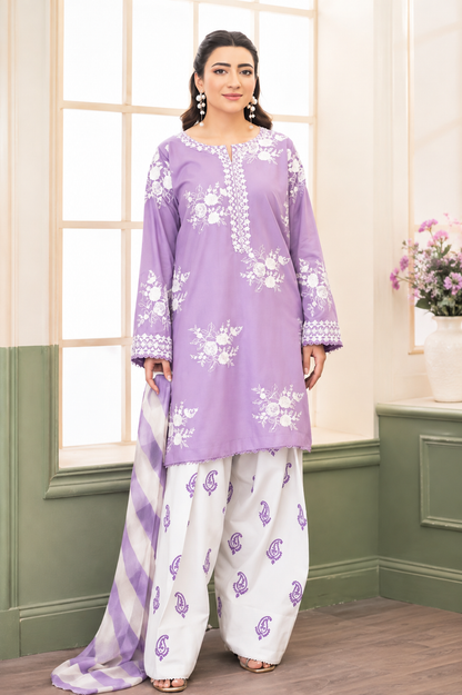 Zara - Premium Unstitched - Embroidered Lawn 3pc Suit