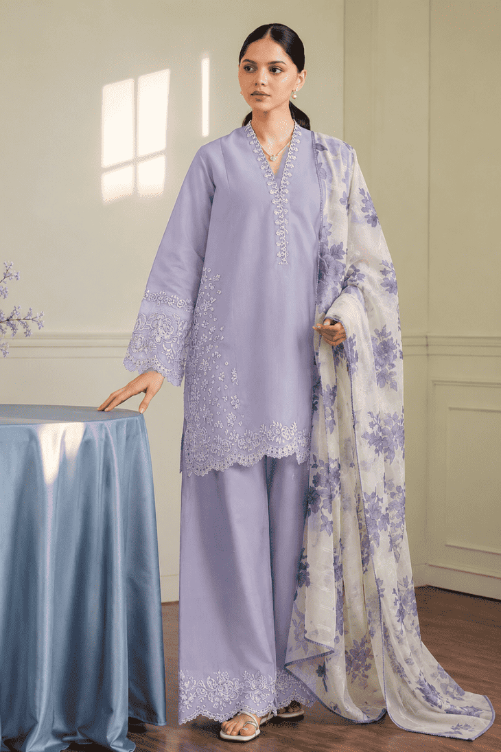 Zara - Premium Unstitched - Embroidered Lawn 3pc Suit