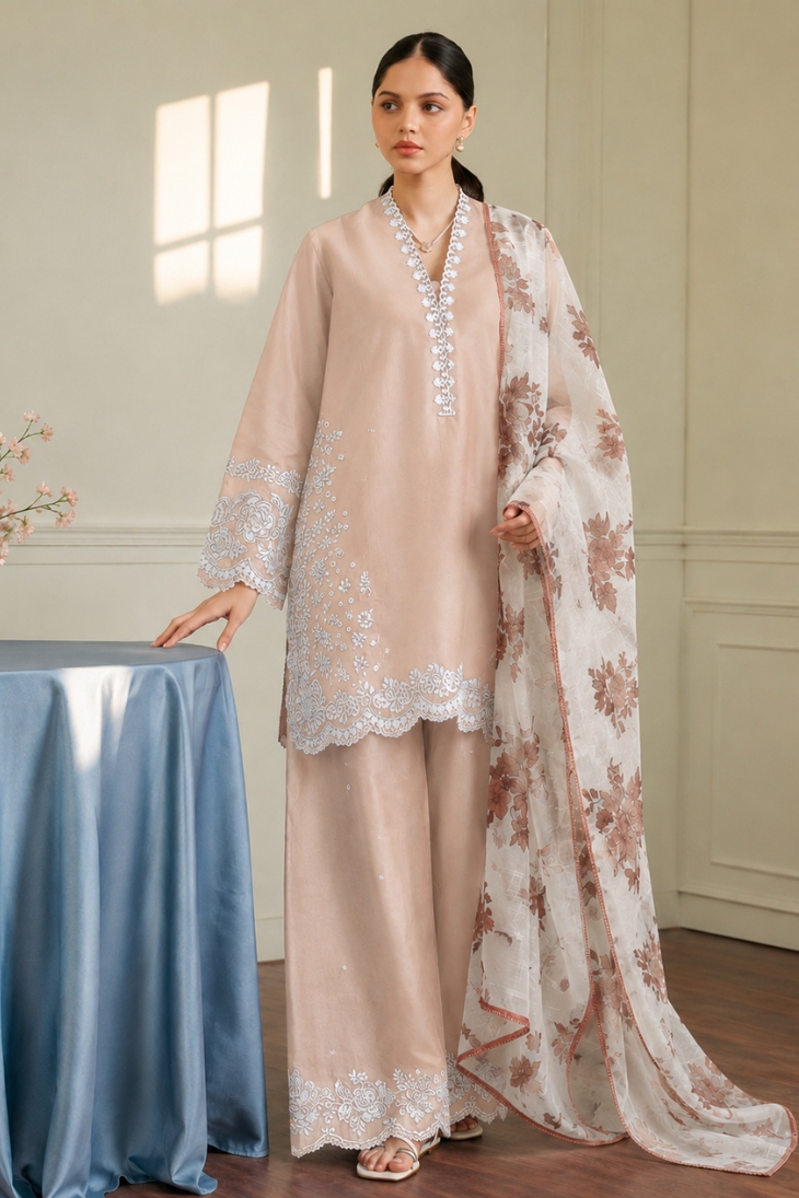Zara - Premium Unstitched - Embroidered Lawn 3pc Suit