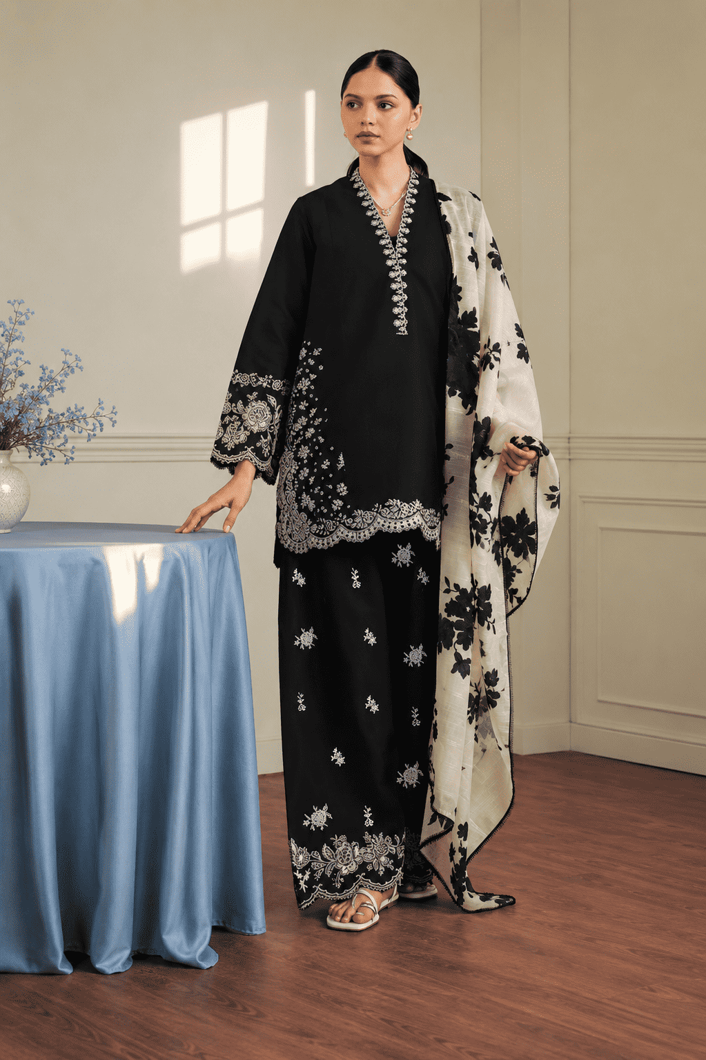 Zara - Premium Unstitched - Embroidered Lawn 3pc Suit