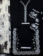 Zara - Premium Unstitched - Embroidered Lawn 3pc Suit