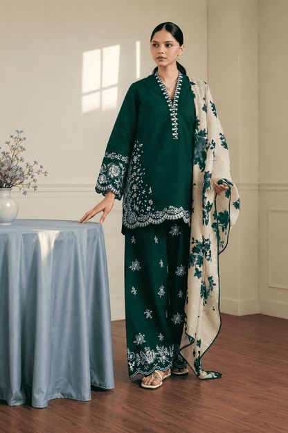 Zara - Premium Unstitched - Embroidered Lawn 3pc Suit