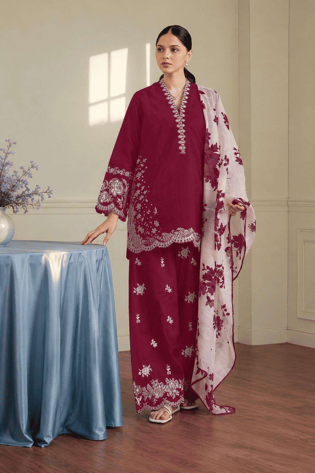 Zara - Premium Unstitched - Embroidered Lawn 3pc Suit