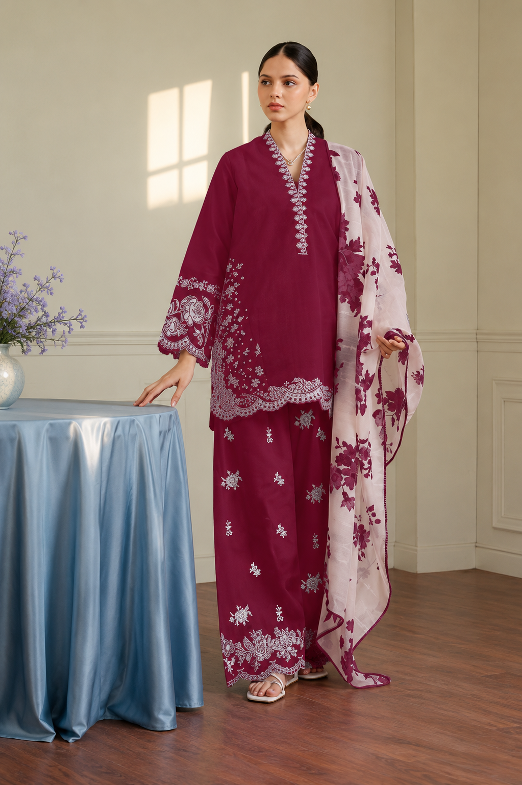 Zara - Premium Unstitched - Embroidered Lawn 3pc Suit