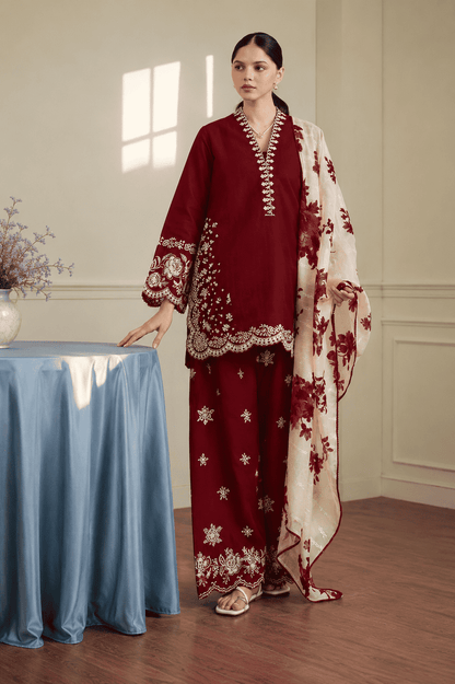 Zara - Premium Unstitched - Embroidered Lawn 3pc Suit