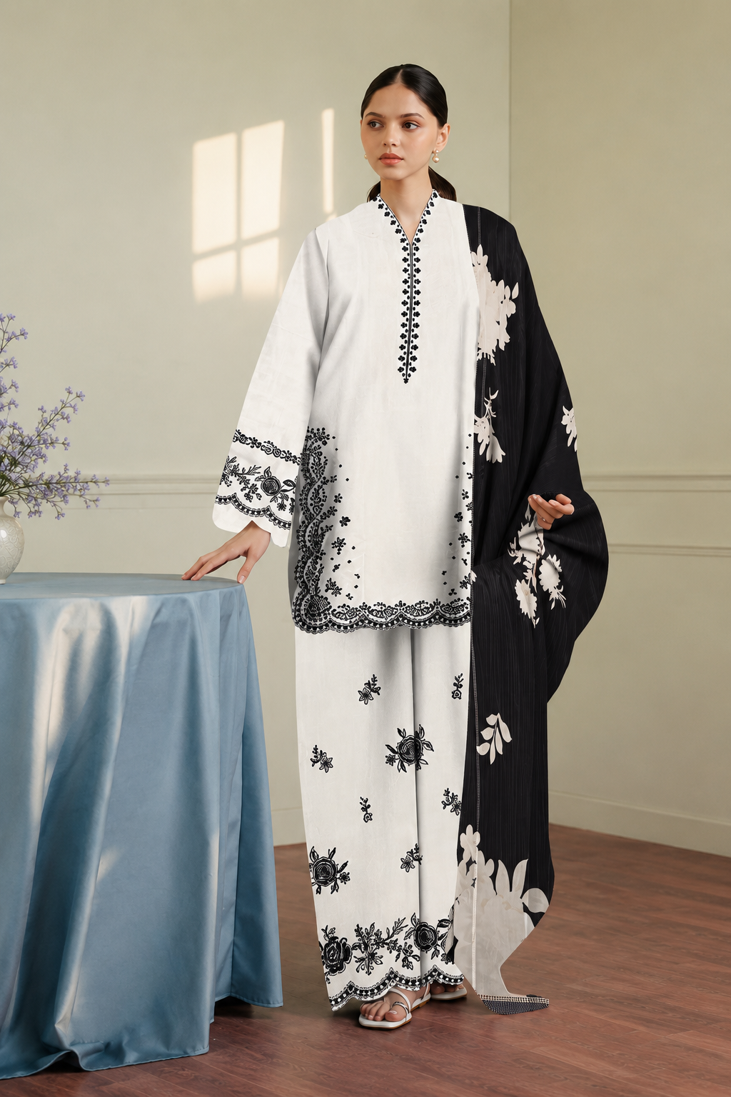 Zara - Premium Unstitched - Embroidered Lawn 3pc Suit
