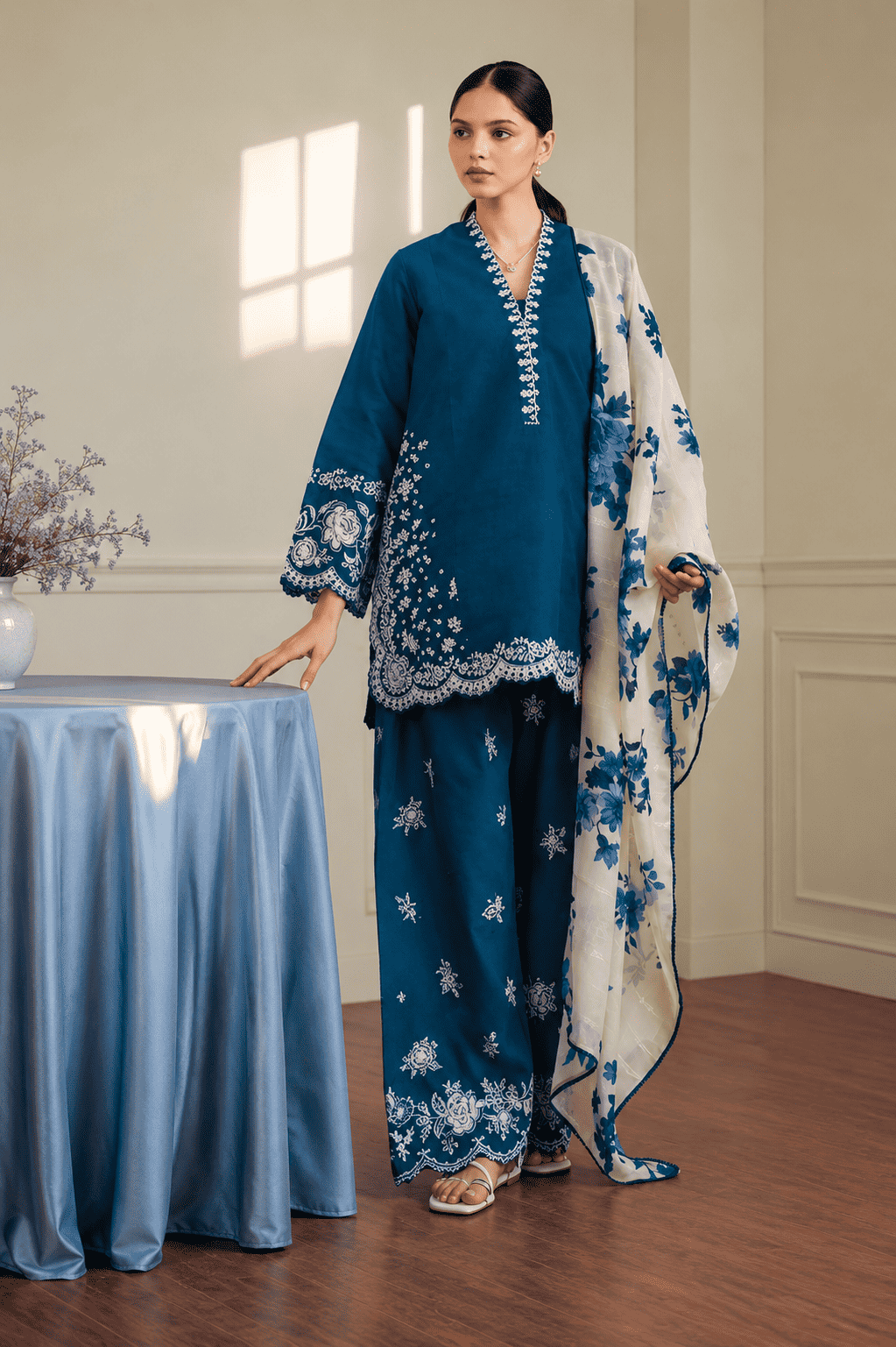 Zara - Premium Unstitched - Embroidered Lawn 3pc Suit