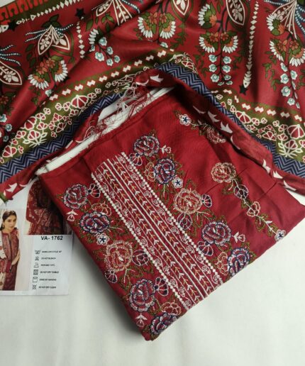 Dhanak All-over 3pc Embroidered Unstitched Suit
